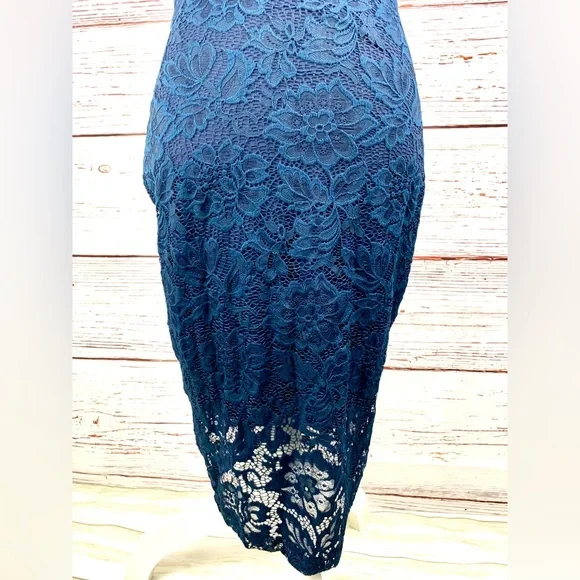 Windsor Navy Lace Bodycon Midi Dress Size M - Picture 3 of 11